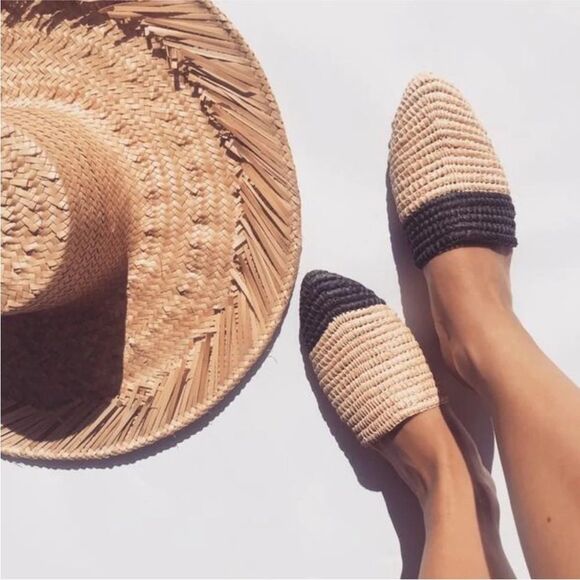 New Bulibasha Zegiga Babouche Mule rattan raffia 38 8 - Picture 2 of 6